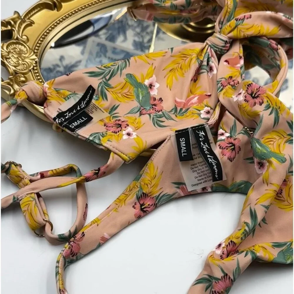 🆕 LOVE & LEMONS 🧿 NWOT Antigua Knot Thong Bikini Set - Size Small